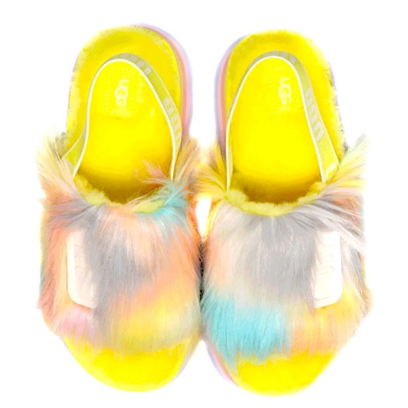 New UGG Fluff Yeah Disco Slide Platform Tie Dye Margarita Slipper - Picture 13 of 17